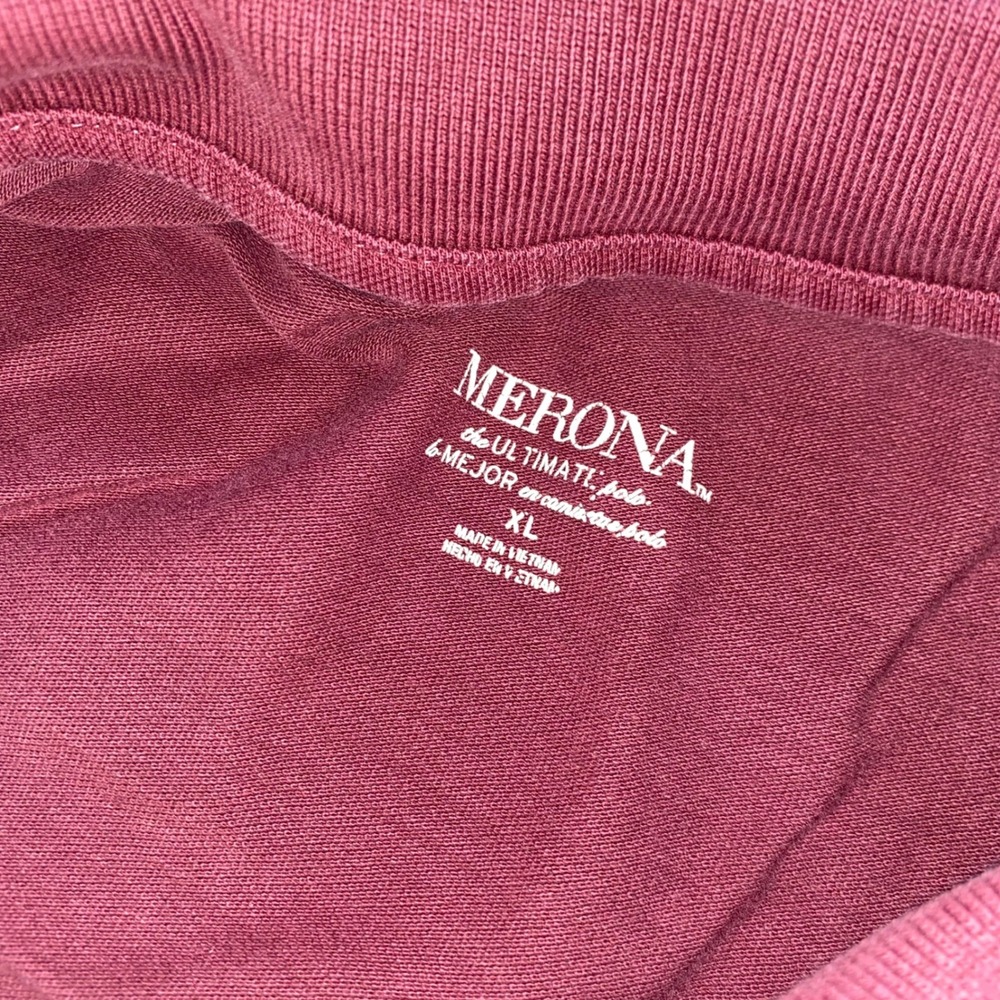 Merona Ultimate Polo Mens XL Burgundy Short Sleeve Pique Knit Shirt L222 - Picture 2 of 7